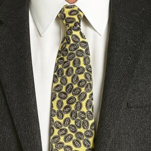 Graham And Gunn Silk Tie 60 Inch Yellow Paisley Handmade In‎ Italy Luxury